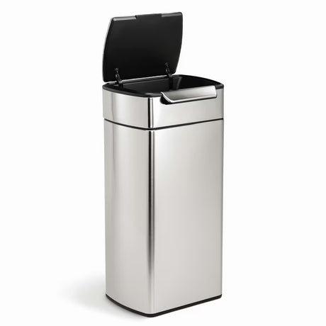 Senzorska kanta za otpad Simplehuman Touch-bar bin u mat izvedbi od nehrđajućeg čelika s uskim kućištem.
