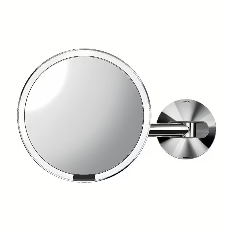 Zidno kozmetičko ogledalo Simplehuman Wall s Tru-lux LED osvjetljenjem u sjajnoj čeličnoj izvedbi.