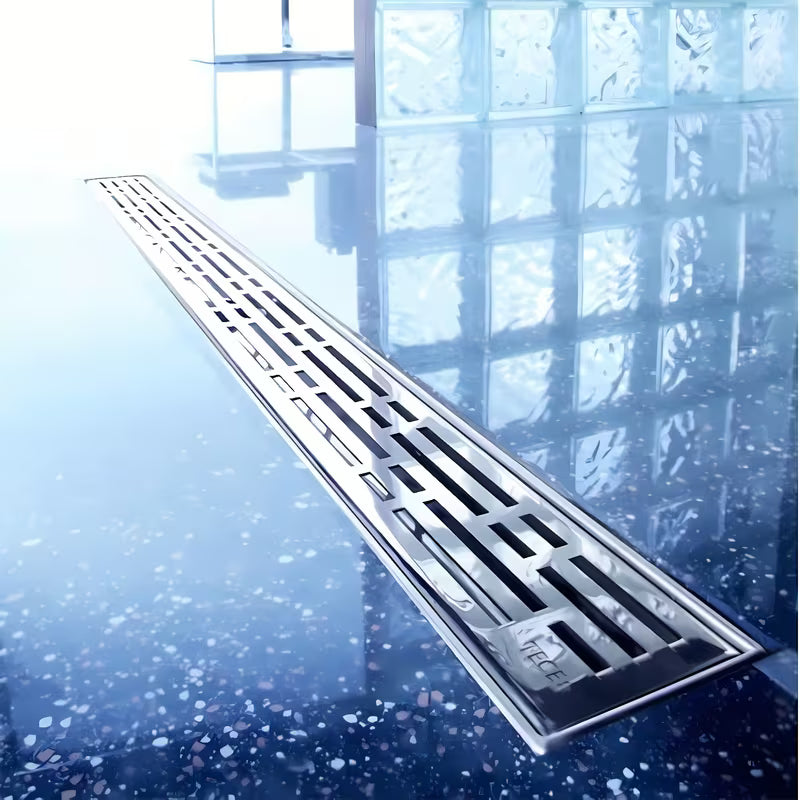Polirani nehrđajući rešetka Tece Drainline u dekoru basic pro tuš kanalica
