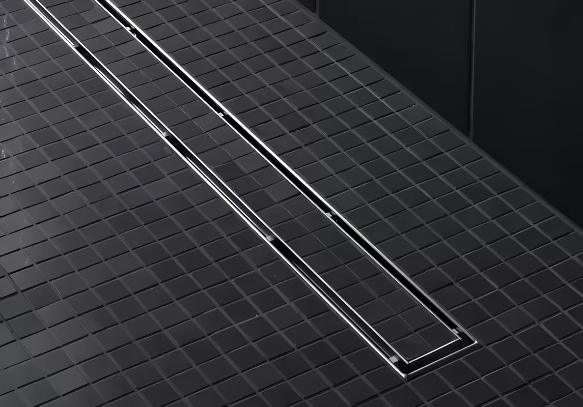 Ravna nehrđajuća rešetka Tece Drainline plate II pro za umetanje pločica s poliranim vidljivim rubovima