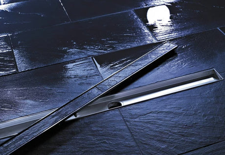 Ravna nehrđajuća rešetka Tece Drainline plate II pro za umetanje pločica s poliranim vidljivim rubovima