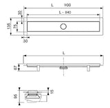 Tece Linus ravni tuš kanalica 90 cm s rešetkom od nehrđajućeg čelika u sjajnoj izvedbi