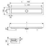 Tece Linus tuš kanalica 90 cm s rešetkom pro za umetanje pločica u izvedbi chrome