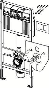 WC školjke set Tece Base s ugradbenim vodokotlićem i bijelom tipkom za ispiranje tecenow