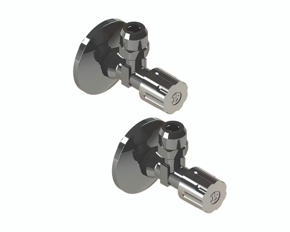 Kromirani kutni ventil Tece One od mesinga sa standardnim navojima i pokrovnom kapom