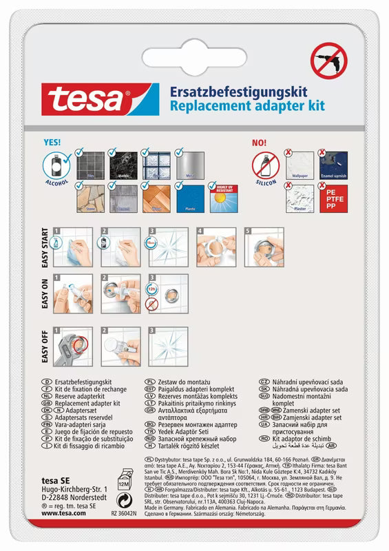 Zamjenski ljepljivi adapteri tesa Power.Kit pro kupaonski dodaci za montažu bez bušenja, set od dva komada