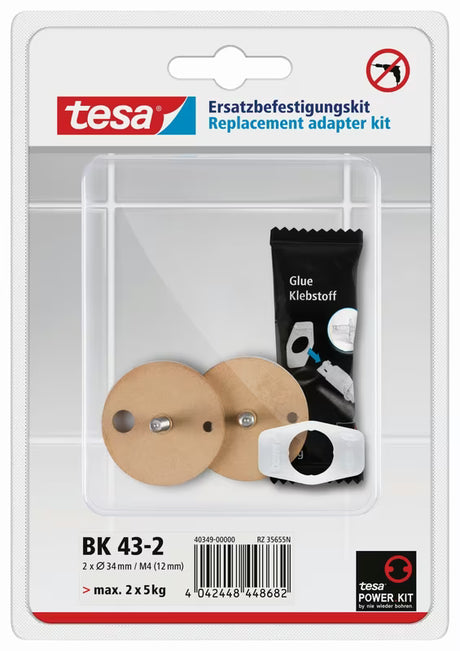 Montažni adapter Tesa Power.Kit pro za pričvršćivanje kupaonskih dodataka bez bušenja