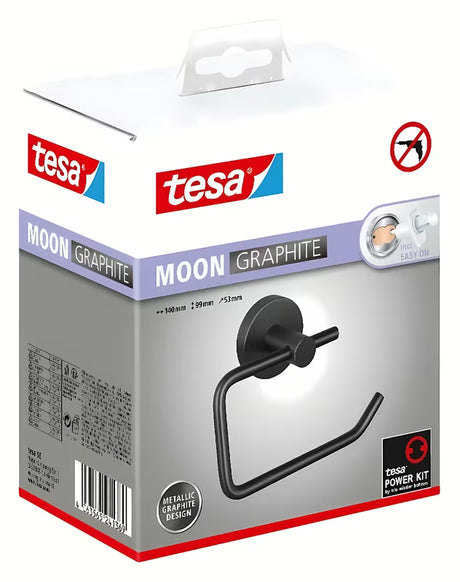 Tesa držač toaletnog papira bez pokrova u brušenoj nijansi hard graphite s montažom bez bušenja