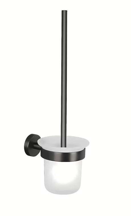 Tesa ČETKA za Wc u brušenom hard graphite s montažom bez bušenja Power.Kit i matiranom staklenom posudicom