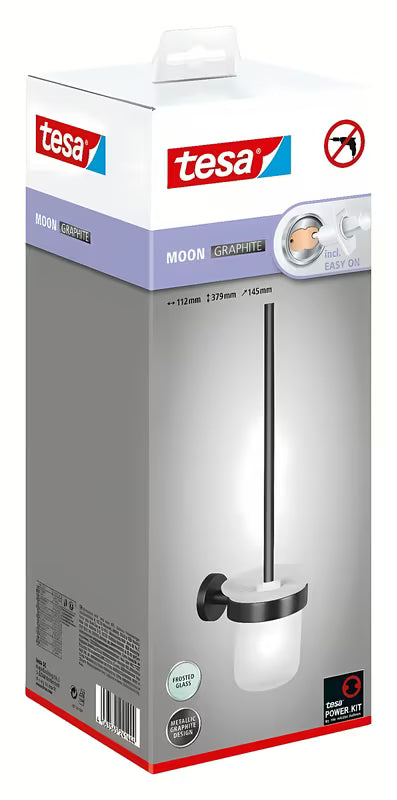 Tesa ČETKA za Wc u brušenom hard graphite s montažom bez bušenja Power.Kit i matiranom staklenom posudicom