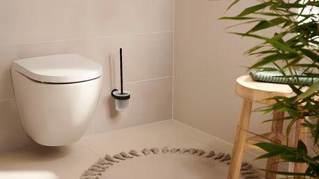 Tesa ČETKA za Wc u brušenom hard graphite s montažom bez bušenja Power.Kit i matiranom staklenom posudicom