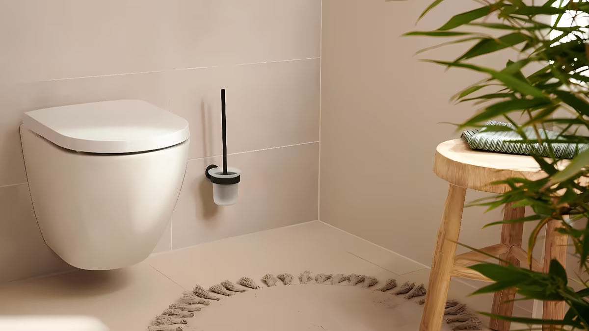 Brončana zidna ČETKA za Wc Tesa s držačem s odvojivom staklenom posudicom