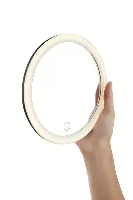 Crno LED kozmetičko ogledalo tesa Visioon s okretnim krakom i dodirom za podešavanje jačine svjetla