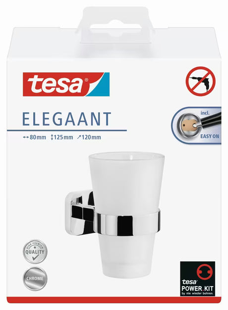 Kromirani držač čaše i četkica Tesa Elegaant s čašom od mat stakla za zid