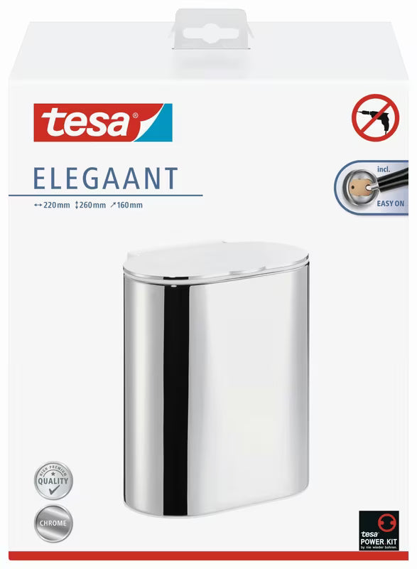Kromirani kanta za otpad Tesa Elegaant s poklopcem soft Close i montažom bez bušenja