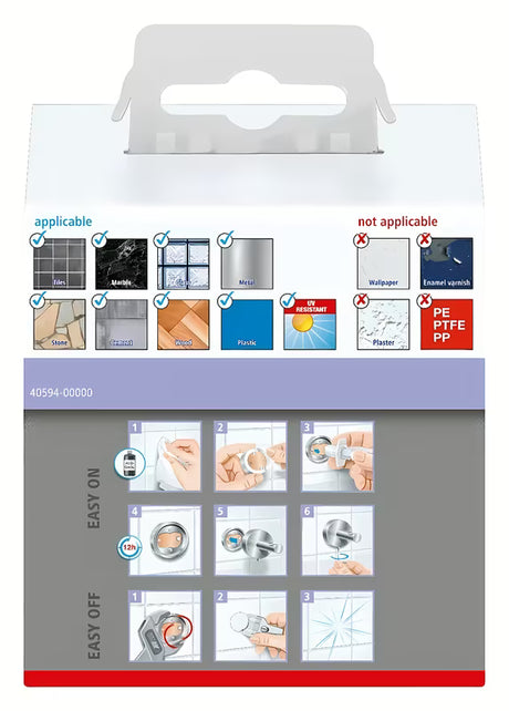 Metalni kukica za ogrtač Tesa u brušenoj izvedbi hard graphite s ljepljenjem bez bušenja