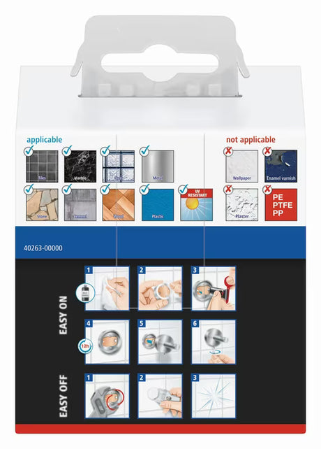 Kromirani kupaonski kukica Tesa Klaam kvadratnog dizajna, montaža bez bušenja pomoću tesa Power.Kit