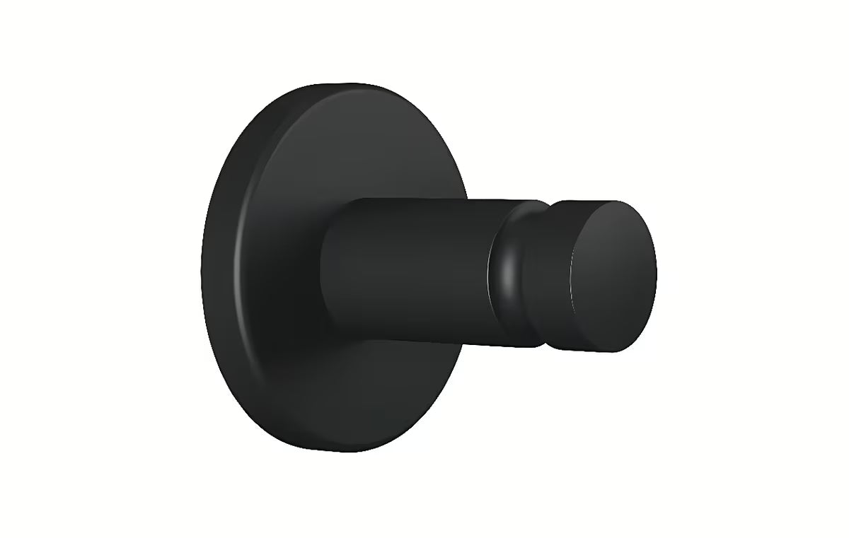 Mat crni držač za ručnike kukica Tesa Moon Black s lijepljenjem Tesa Power.Kit bez bušenja