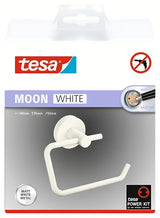 Mat bijeli držač toaletnog papira bez poklopca Tesa Moon Black s montažom lijepljenjem tesa® Power.Kit