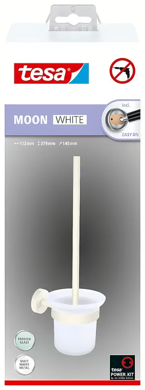 ČETKA za Wc Tesa Moon Black u mat bijeloj boji sa staklenom posudicom i montažom bez bušenja