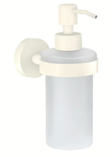 Bijeli dozator sapuna Tesa Moon Black od satiniranog stakla s držačem pro montaža bez bušenja