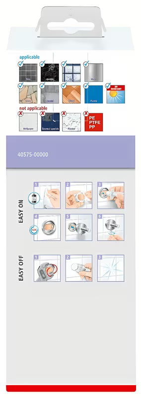 Bijeli dozator sapuna Tesa Moon Black od satiniranog stakla s držačem pro montaža bez bušenja