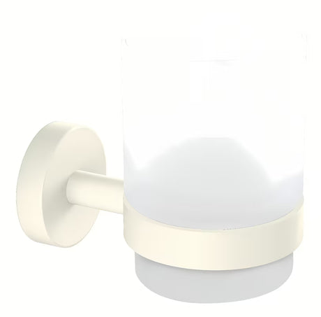 Tesa Moon Black držač čaše za četkice za zube u mat bijeloj boji sa satiniranim staklom