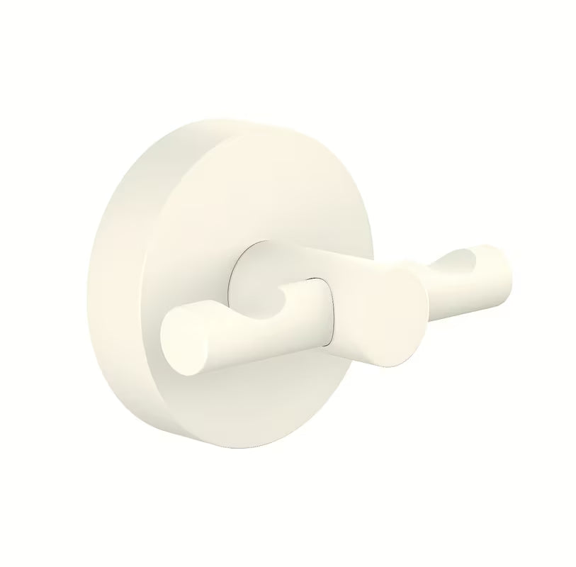 Mat bijeli kupaonski kukica Tesa Moon Black pro za vješanje ogrtača, s montažom bez bušenja