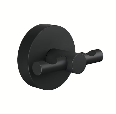 Mat crni kupaonski kukica Tesa Moon Black s ljepljivom montažom bez bušenja