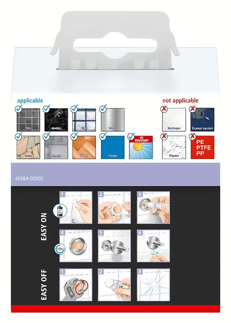 Mat crni kupaonski kukica Tesa Moon Black s ljepljivom montažom bez bušenja
