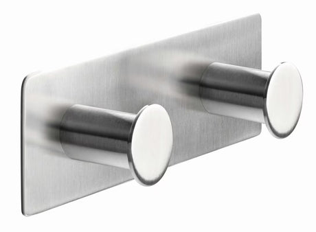 Dvostruka Kuka Tesa powerbutton od brušenog nehrđajućeg čelika pro montaža bez bušenja na tvrdim površinama.