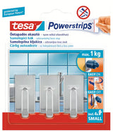 Kromirani kukica Tesa Powerstrips pro, pričvršćivanje bez bušenja na glatke čvrste površine.