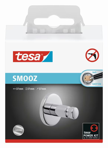 Kromirani samoljepljivi kukica Tesa Smooz bez bušenja za kupaonicu, za ručnik ili ogrtač.