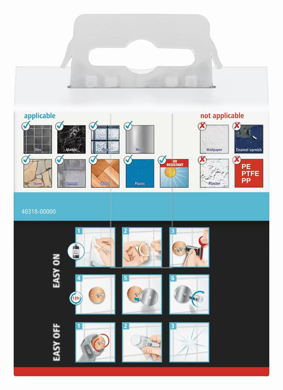Kromirani samoljepljivi kukica Tesa Smooz bez bušenja za kupaonicu, za ručnik ili ogrtač.
