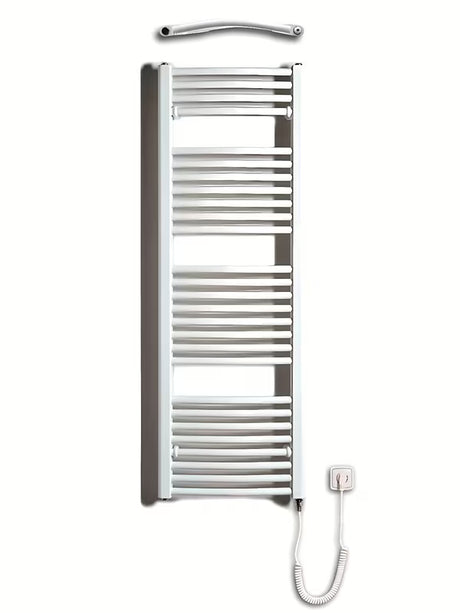 Bijeli električni cijevni radijator Thermal Trend KDOE 450x1320 mm za kupaonicu.