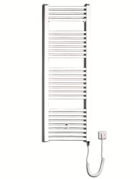 Bílý elektrický trubkový radiátor Thermal Trend KE 600x1320 mm s rovnými horizontálními trubkami.