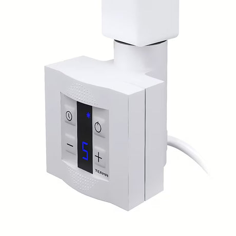 Bijeli električni radijator Thermal Trend KH Economy 60x150 cm s termostatom KTX i plavim LED zaslonom.