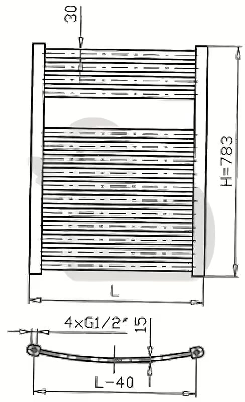 Bijeli kombinirani cijevni radijator Thermal Trend KM 45x78,3 cm pro kupaonicu i hodnik.