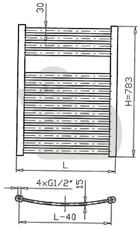 Bijeli kombinirani cijevni radijator Thermal Trend KM 45x78,3 cm pro kupaonicu i hodnik.