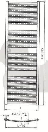 Bijeli kombinirani cijevni radijator Thermal Trend KM 75x181,5 cm prikladan za kupaonicu