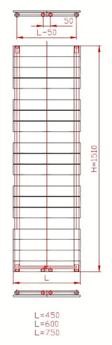 Kombinirani radijator Thermal Trend Viktor 151x60 cm u antracit boji pro za kupaonicu i sušenje ručnika.