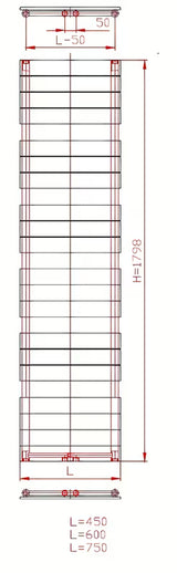 Antracitni kombinirani radijator Thermal Trend Viktor 179x75 cm, prikladan pro grijanje i sušenje ručnika.