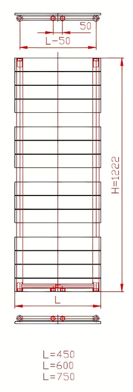 Kombinirani radijator Thermal Trend Viktor 122x60 cm u antracit boji pro za kupaonicu