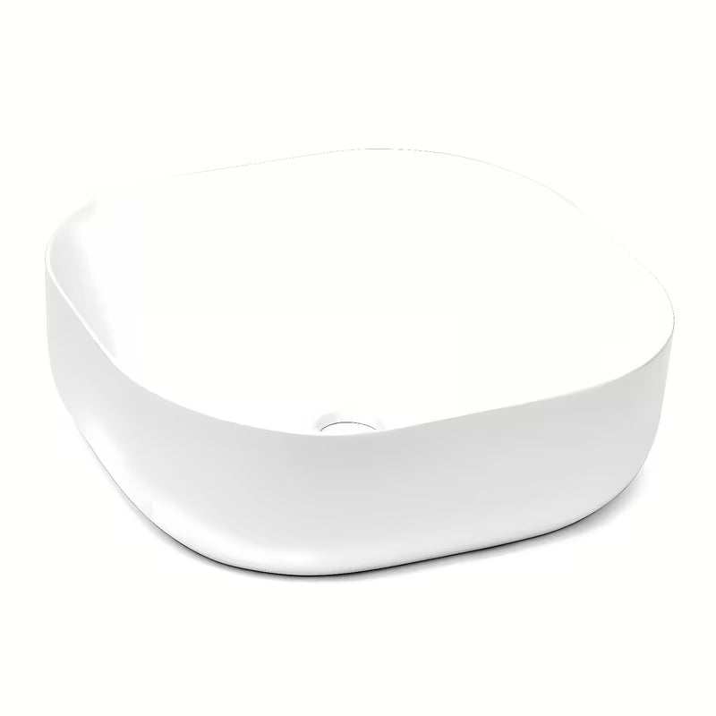 Bijeli umivaonik na ploču Triomini Slim od tanke keramike, izvedba bez preljeva.