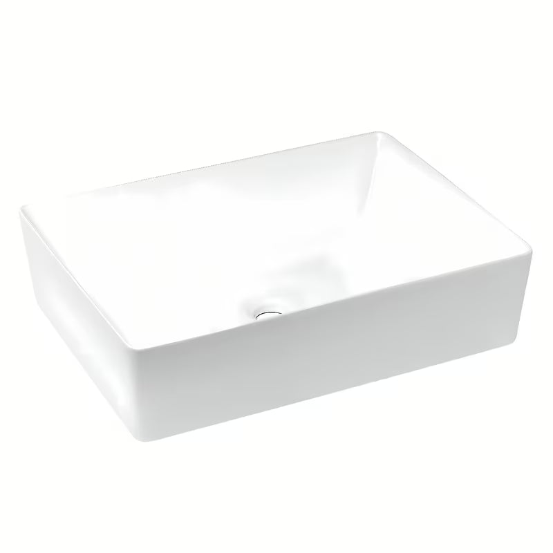 Bijeli četvrtasti umivaonik na ploču Triomini Slim od tanke keramike, 55 x 39 cm