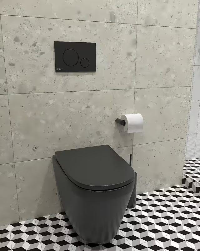 Crni viseća WC školjka vitra Integra s wc daskom soft Close i ispiranjem Rim-Ex