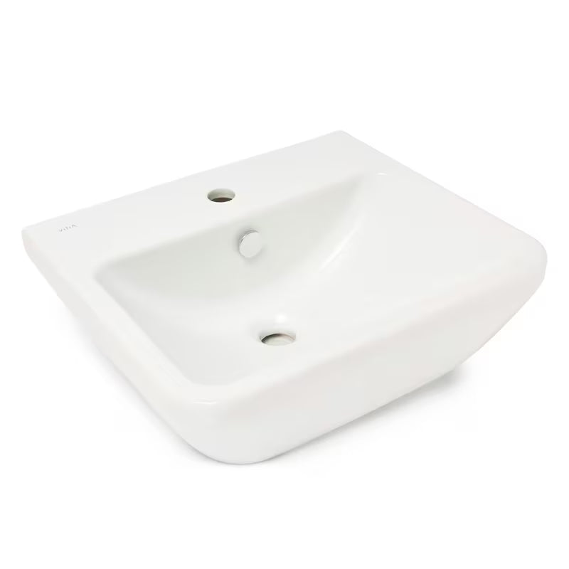 Viseći umivaonik Vitra Integra 50x43 cm s otvorom pro za slavinu u sredini u bijeloj boji.