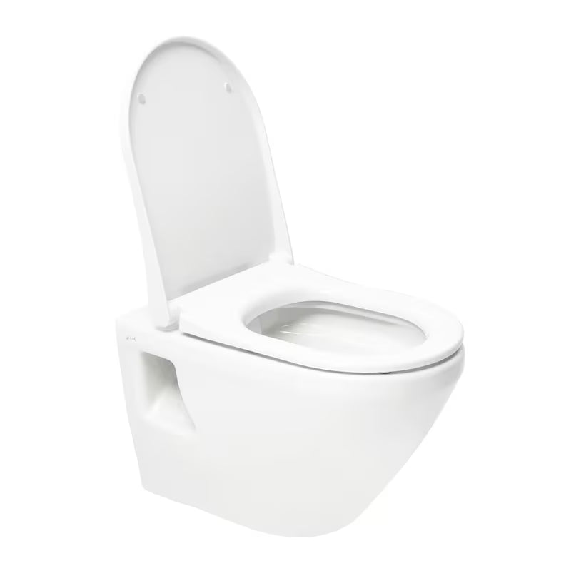 Bijeli viseća WC školjka vitra Integra bez sustava za ispiranje s tehnologijom Rim-Ex i sjedalom soft Close.