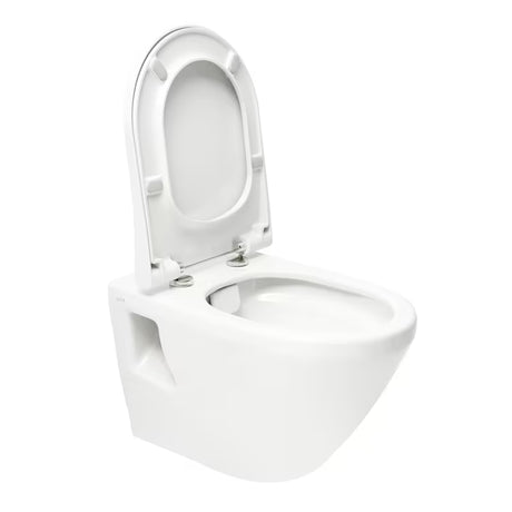 Bijeli viseća WC školjka vitra Integra bez sustava za ispiranje s tehnologijom Rim-Ex i sjedalom soft Close.
