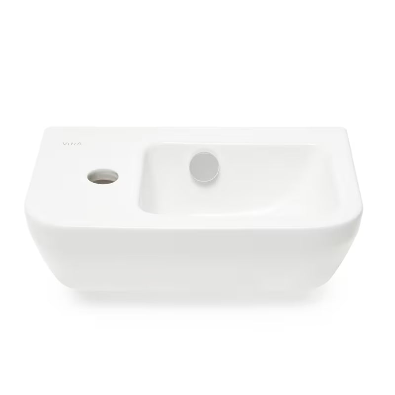 Bijeli keramički mali umivaonik Vitra Integra 37x22 cm s otvorom za pro slavinu lijevo u sjajnoj izvedbi